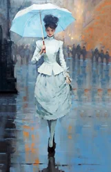 Jeune femme à la mode dans la rue avec un parapluie