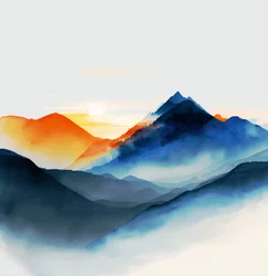 Nuances de montagnes bleues sereines