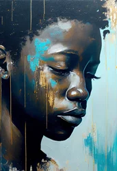 jeune homme africain abstrait sur toile, art mural