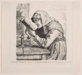 Une vieille femme lisant