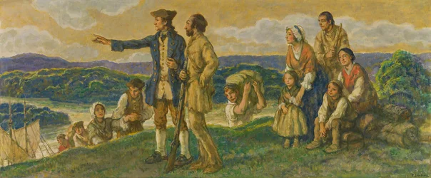 Arrivée du colonel John Donaldson (dessin pour la peinture murale)