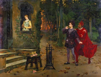 La rencontre avec Marguerite. Méphisto (Méphistophélès). Illustration de 