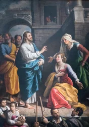 Christ accueilli dans la maison de Marthe et Marie