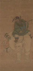 Zhong Kui chevauchant un éléphant