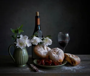 Vin et pain rustiques