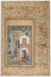 Babur divertit dans le palais de Sultan Ibrahim Lodi, vers 1585