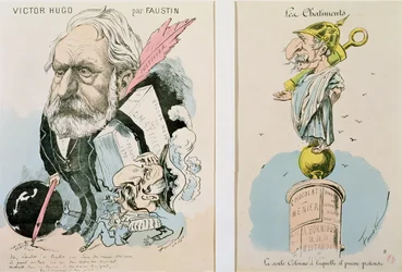 Caricatures de Victor Hugo (1802-85) et Napoléon III (1809-73), 1870