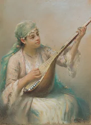 Femme jouant du luth
