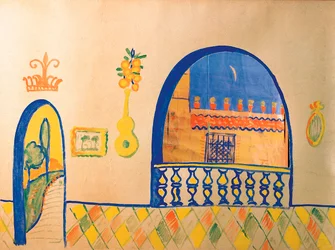 Dessin de Federico Garcia Lorca (1898-1936) pour le décor du théâtre guignol