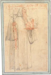 Fra Stefano, procureur des Camaldules à Vallombrosa, en tant que Saint Romuald, tenant un modèle d