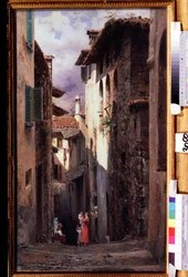 Scène de rue à Bellagio en Italie