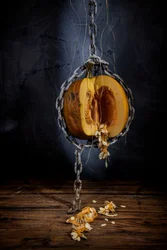 Récolte de citrouilles enchaînées