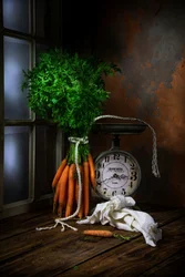 Nature morte aux carottes rustiques