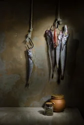 Nature morte rustique avec du poisson