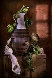 Nature morte rustique avec des raisins