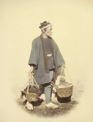Cuisinier japonais, revenant du marché
