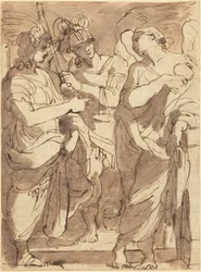 Allégorie de la justice (plume et encre brune avec lavis violet-brun sur craie noire sur papier vélin)