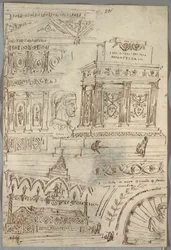 Étude décorative ; Verso : Études anatomiques de têtes