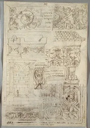 Étude décorative; (verso) Deux études de tête