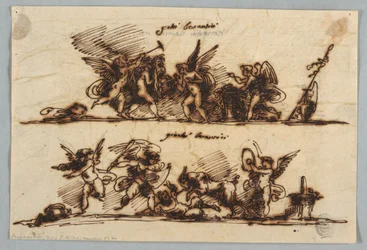 Conception pour deux frises avec putti