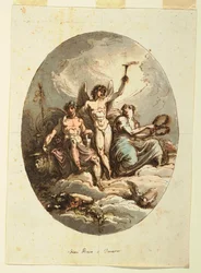 Conception pour décoration murale ou de plafond avec Bacchus, Hymen et Vénus