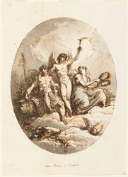 Modèle de décoration murale ou de plafond avec Bacchus, Hymen et Vénus