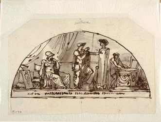 Conception pour une lunette avec allégorie de la sculpture