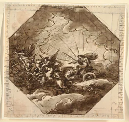 Dessin, Apollon dans son char avec Aurore, Sala Ottogonale, Palazzo Milzetti, Faenza, 1804-05