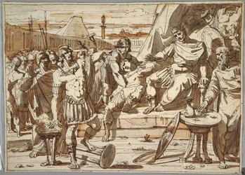 Dessin, Caius Mucius Scaevola et Porsena, 1800-1820