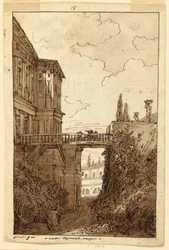 Dessin, Villa Farnese : dans les douves de Caprarola, vers 1813