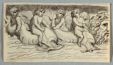 Frise avec dauphins et putto