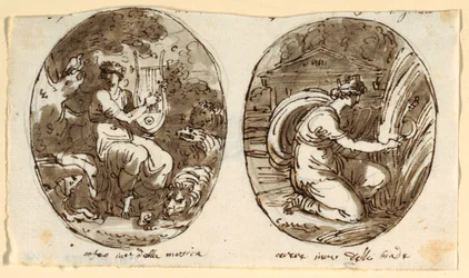 Orphée, Cérès, Conception pour plafond voûté, Sala dei Legislatori, Palazzo Conti-Sinibaldi, Faenza
