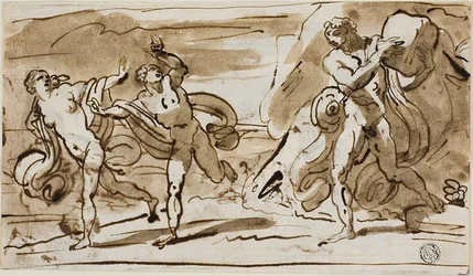 Polyphème lançant des rochers sur les fuyards Acis et Galatée (recto); Polyphème jouant de ses pipes pour Galatée (verso)