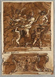 Pape Grégoire VII et quatre anges, étude d