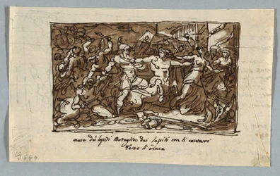 Page de carnet de croquis : Bataille des Centaures et des Lapithes