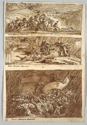 Page de carnet de croquis, folio 95 : Trois peintures d