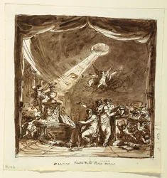 Rideau de scène : Temple de la renommée