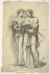 Thalie, muse de la comédie et Calliope, muse de la poésie épique