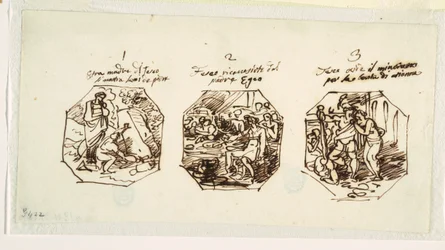 Trois esquisses de sujets de Thésée, pour la Sala di Teseo, Palazzo Gaddi, Forli