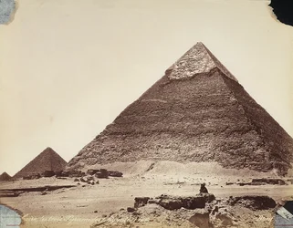 Les trois pyramides : Khéops, Khéphren et Mykérinos, à la nécropole de Gizeh, Égypte
