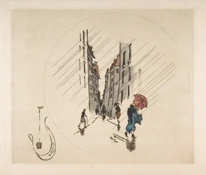 Décoration pour une assiette : Pluie, 1870