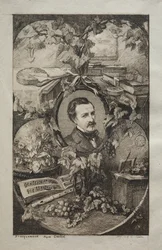 Frontispice pour "Nouvelles œuvres de Champfleury, Les Amis de la Nature:" Portrait de Champfleury, d