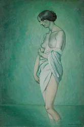 Baigneuse de profil, effet de vert et de rose, 1918