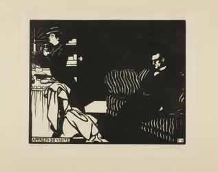 Préparation pour une visite, planche huit de Intimités, 1898
