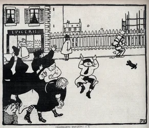 Des enfants adorables ! (hey vitrier...) dessin de Félix Vallotton (1865-1925) dans "Le rire" de 1898 - Collection privée