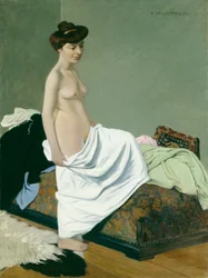 Nu debout tenant une robe sur son genou, 1904