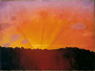 Coucher de soleil, ciel orange