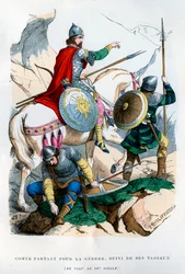 Comte franc partant pour la guerre, 8ème-9ème siècle, 1882-1884