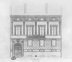 Hôtel de Pourtalès, façade, 1850