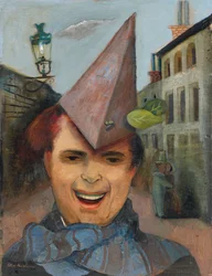 Autoportrait avec un Chapeau de Papier et une Écharpe Bleue